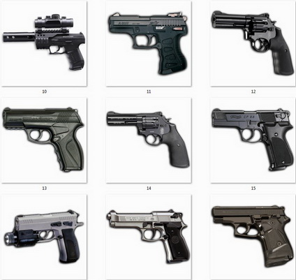 Иконки пистолеты (PNG - 256x256)