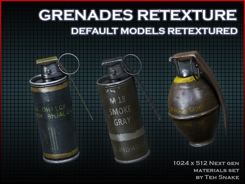 Пак моделей гранат Grenades Retexture для css - Скачать