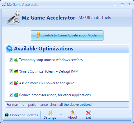 Mz Game Accelerator (программа для игр) - Скачать